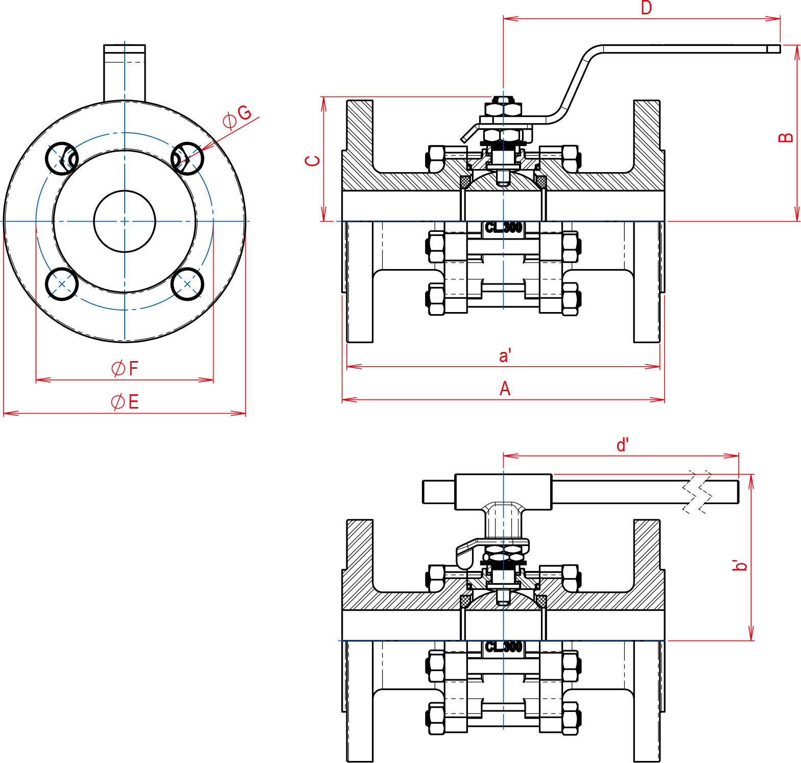 Válvula de Esfera Tripartida Série 1000 Flange DIN Ref.: